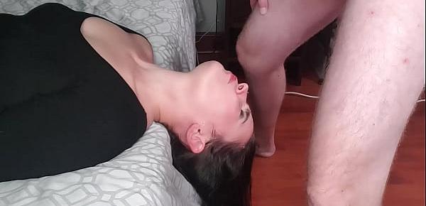 Piss slut gets a upside down throat piss